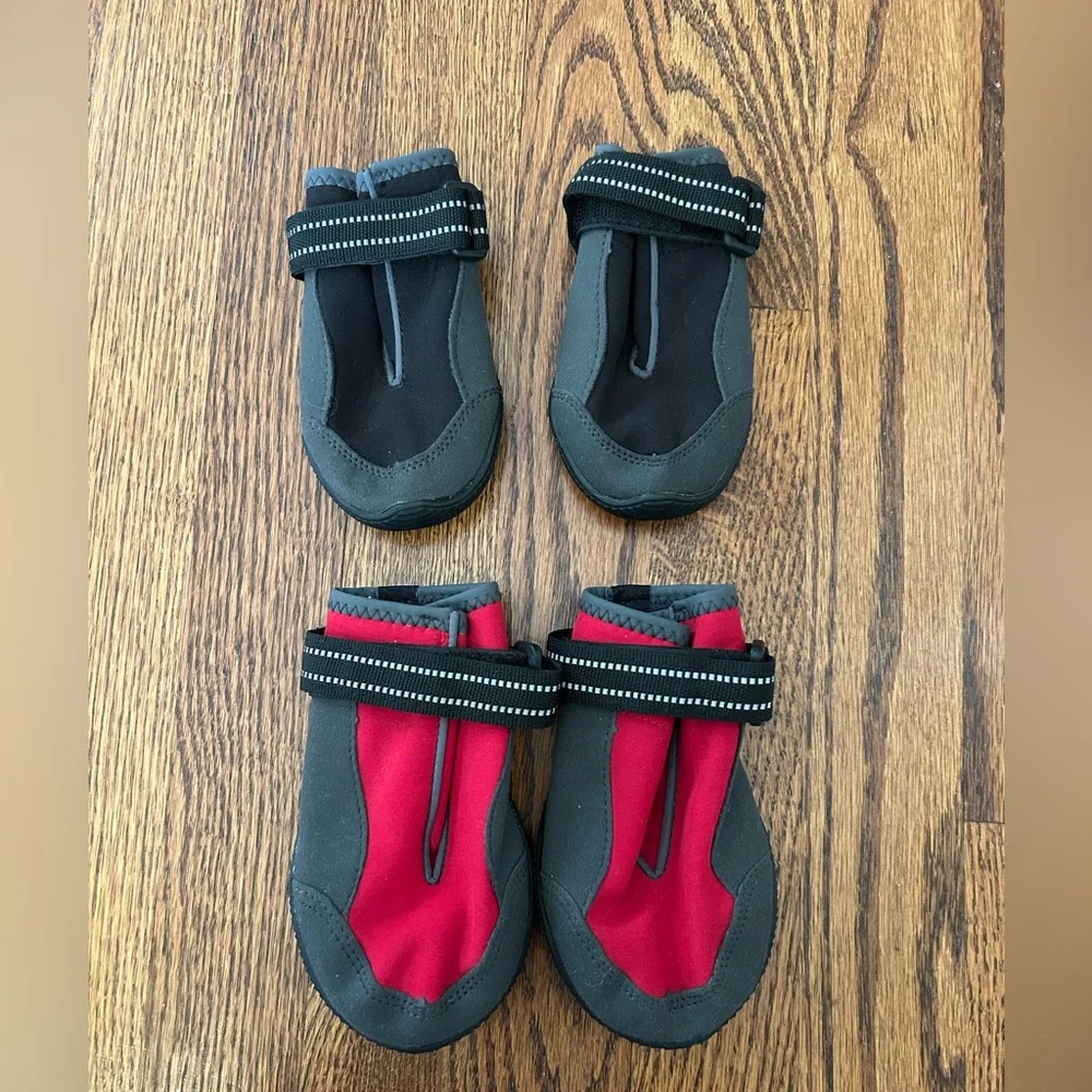 Dog Booties Lot Waterproof Anti-Slip Paw Shoes Reflective Straps Large XL